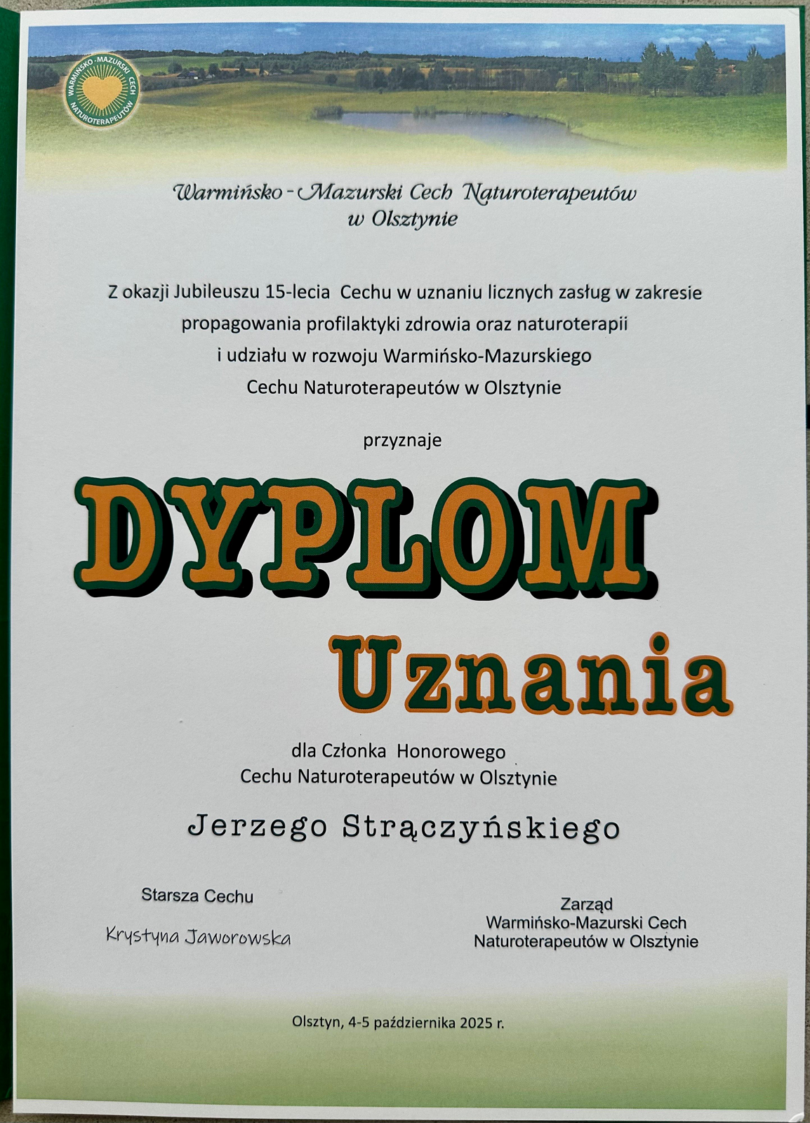 DyplomUznaniaCechOlsztyn